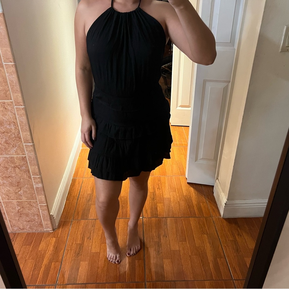Black flowy dress open back